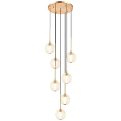 Matteo Lighting Jemyca Aged Gold Brass Multi-Light Pendant with Globe Shade