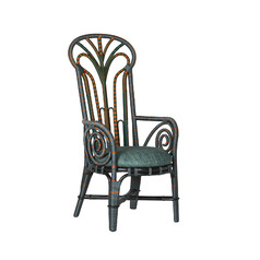 Benin Throne Green Armchair with Trevino Julep Fabric by Currey & Co