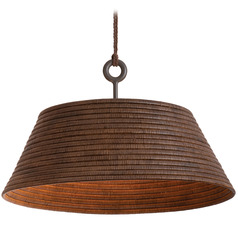 Troy Lighting Sequoia Textured Bronze & Highlight LED Pendant Light with Empire Shade