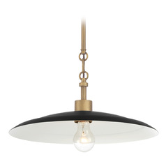 Minka Lavery York Dark Matte Black & Natural Brass Pendant Light with Bowl / Dome Shade