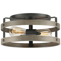 Progress Lighting Gulliver Graphite & Weathered Gray Flushmount Light