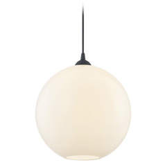 Gala Fuse Cord Pendant in Matte Black with Milk Glass 10-Foot by Design Classics