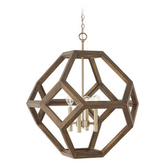 Capital Lighting Geo Nordic Wood and Matte Brass Pendant Light