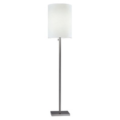 Adesso Home Liam Brushed Steel Floor Lamp with Cylindrical Shade