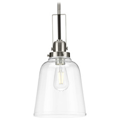 Progress Lighting Rushton Brushed Nickel Mini-Pendant Light with Conical Shade