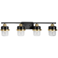 Progress Lighting Beckner Matte Black & Vintage Brass Bathroom Light