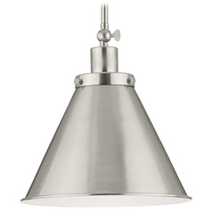 Progress Lighting Hinton Brushed Nickel Pendant Light with Conical Shade
