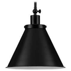 Progress Lighting Hinton Matte Black Pendant Light with Conical Shade
