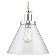 Progress Lighting Hinton Polished Nickel Pendant Light with Conical Shade