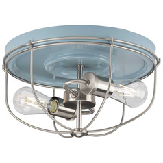 Progress Lighting Medal Coastal Blue & Brushed Nickel Flushmount Light