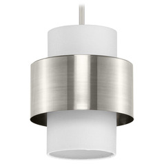 Progress Lighting Silva Brushed Nickel Mini-Pendant Light with Cylindrical Shade