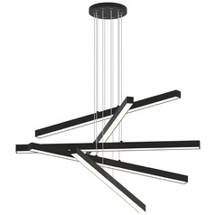 Matteo Lighting Presley Matte Black LED Multi-Light Pendant with Rectangle Shade