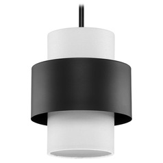 Progress Lighting Silva Matte Black Mini-Pendant Light with Cylindrical Shade