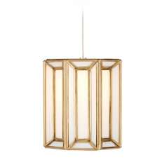Currey and Company Daze Antique Brass & Silver Mini-Pendant Light with Cylindrical Shade