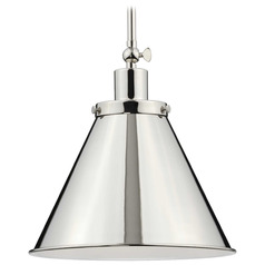 Progress Lighting Hinton Polished Nickel Pendant Light with Conical Shade