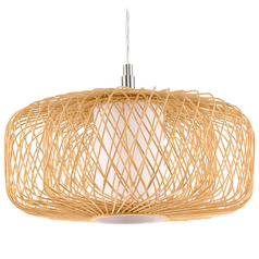Progress Lighting Cordova Natural Rattan Pendant Light with Cylindrical Shade