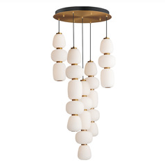 Et2 Soji Black & Gold LED Multi-Light Pendant with Oblong Shade