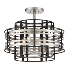 Presten 4-Light Semi-Flush Mount in Nickel & Coal by Metropolitan