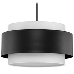 Progress Lighting Silva Matte Black Pendant Light with Drum Shade