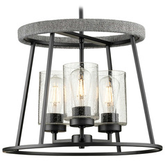 Progress Lighting Laramie Matte Black Pendant Light with Cylindrical Shade