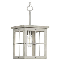 Progress Lighting Hedgerow Brushed Nickel & Grey Washed Oak Pendant Light