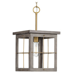 Progress Lighting Hedgerow Distressed Brass & Aged Oak Pendant Light