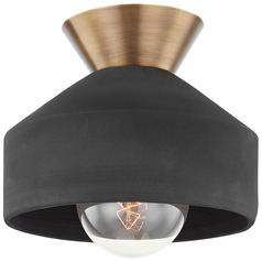 Troy Lighting Covina Patina Brass & Ceramic Black Flushmount Light