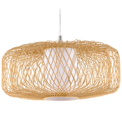 Progress Lighting Cordova Natural Rattan Pendant Light with Cylindrical Shade