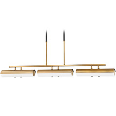 Troy Lighting Titus Patina Brass & Soft Black LED Island Light with Cylindrical Shade