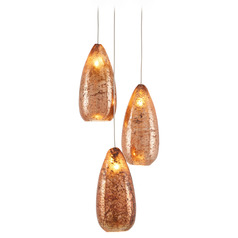 Currey and Company Rame Silver Multi-Light Pendant with Teardrop Shade