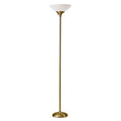 Adesso Home Glenn Antique Brass Torchiere Lamp with Bowl / Dome Shade