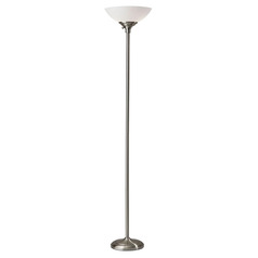 Adesso Home Glenn Brushed Steel Torchiere Lamp with Bowl / Dome Shade