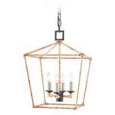 Currey and Company Denison Natural Rattan & Mol� Black Pendant Light