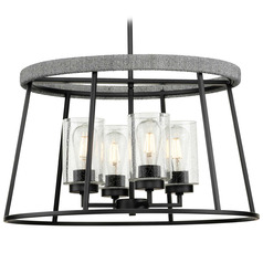 Progress Lighting Laramie Matte Black Pendant Light with Cylindrical Shade