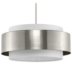 Progress Lighting Silva Brushed Nickel Pendant Light with Drum Shade