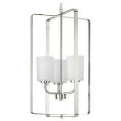 Progress Lighting League Brushed Nickel Pendant Light with Cylindrical Shade