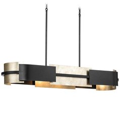 Progress Lighting Lowery Matte Black & Aged Silver Island Light with Oval Shade