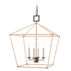 Currey and Company Denison Natural Rattan & Mol� Black Pendant Light