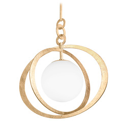 Troy Lighting Olancha Vintage Gold Leaf Pendant Light with Globe Shade