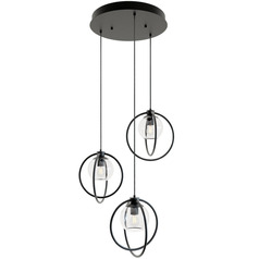 Afx Lighting Jamie Black Multi-Light Pendant with Globe Shade
