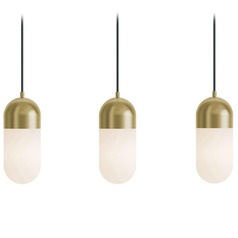 Afx Lighting Irvine Light Antique Brass LED Multi-Light Pendant with Oblong Shade