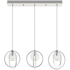 Afx Lighting Jamie Satin Nickel Multi-Light Pendant with Globe Shade