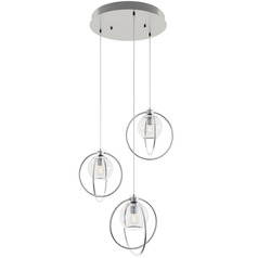 Afx Lighting Jamie Satin Nickel Multi-Light Pendant with Globe Shade