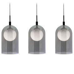 Afx Lighting Kiran Black LED Multi-Light Pendant with Bowl / Dome Shade