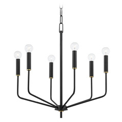 Mitzi Hudson Brass and Black 6-Light Chandelier