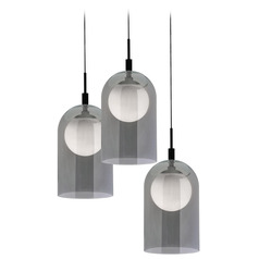 Afx Lighting Kiran Black LED Multi-Light Pendant with Bowl / Dome Shade