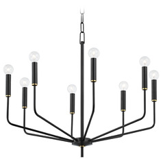 Mitzi Hudson Brass and Black 8-Light Chandelier