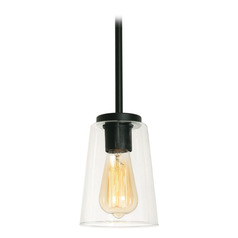 Afx Lighting Joanna Textured Black Mini-Pendant Light with Conical Shade
