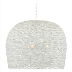 Currey and Company Piero White Pendant Light with Bowl / Dome Shade