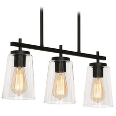 Afx Lighting Joanna Textured Black Island Light with Conical Shade